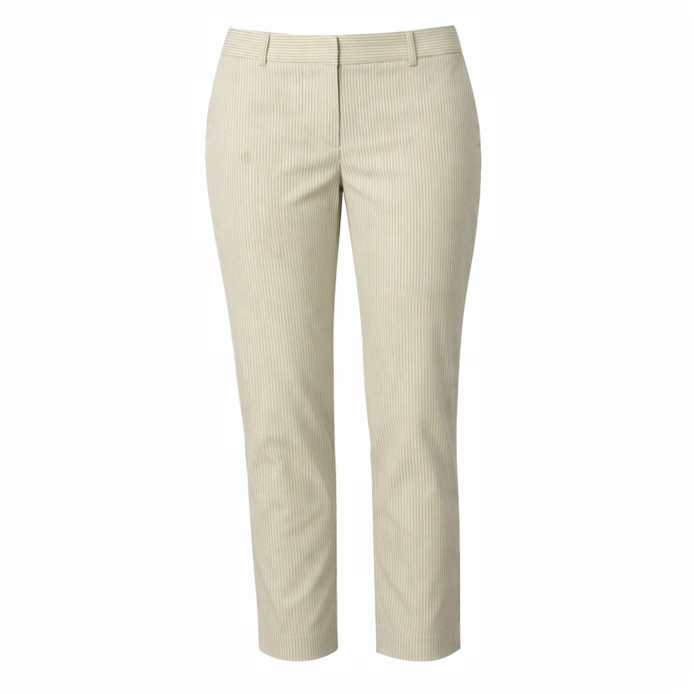 Antonio Melani Womens 14 Tan White Pinstripe Straight Leg Dress Pants Office